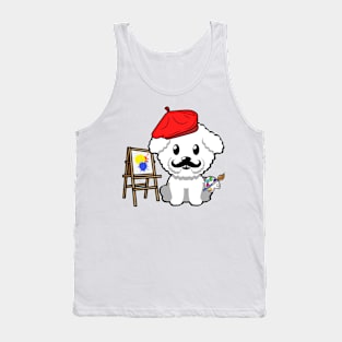 Cute Furry dog is a painter Tank Top